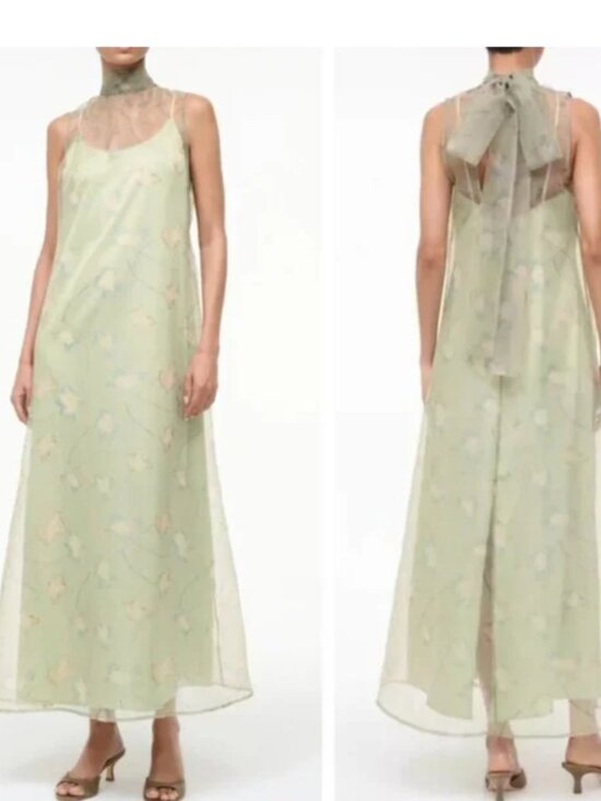 STAUD Dresses & Skirts - STAUD Albee Maxi Dress Gown in Botanical Moss Green